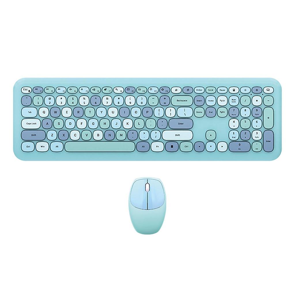 Mofii Беспроводная мышь и клавиатура, набор круглых клавиш, цветная клавиатура, женская офисная беспроводная клавиатура, полноразмерная клавиатура для пишущей машинки