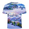 Summer New Top Four Seasons Landscape Series 3D Printed Short Sleeve Casual Trendy Men's and Women's Fashion T-shirt
