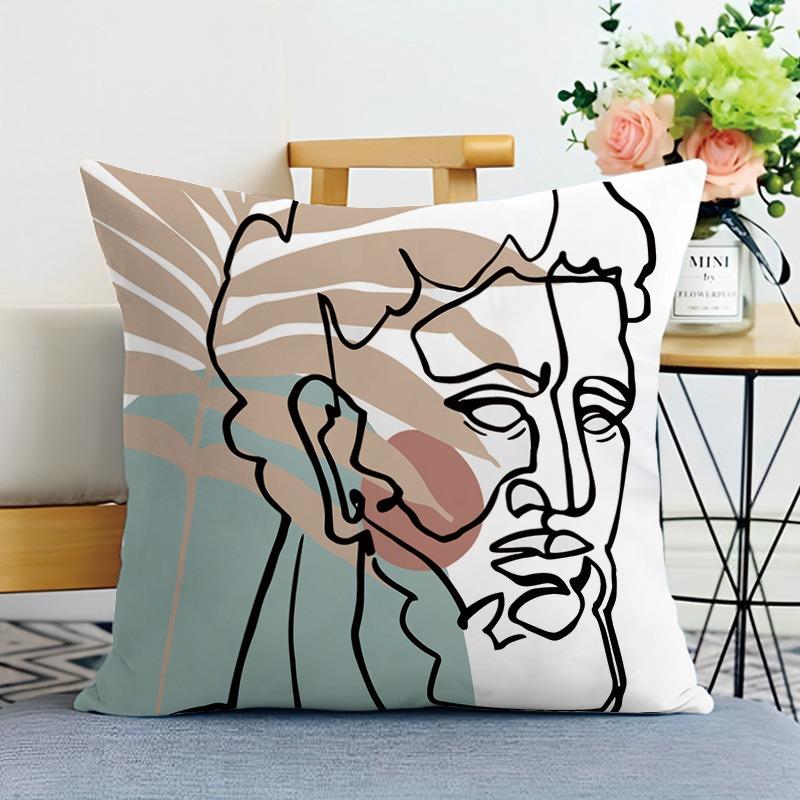 Morandi Simple Printed Decorative Pillowcase Bedroom Living Room Square Cushion Pillow Case