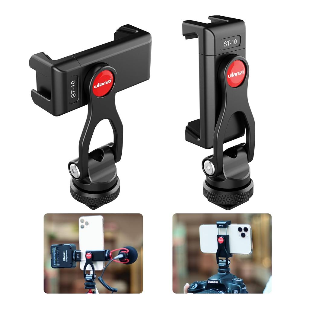 Tripod Smartphone Holder Smartphone Tripod Mount 360 Degree Rotation Angle Adjustment Cold Shoe Mount Vertical Bracket Camera Smartphone Monitor Mount