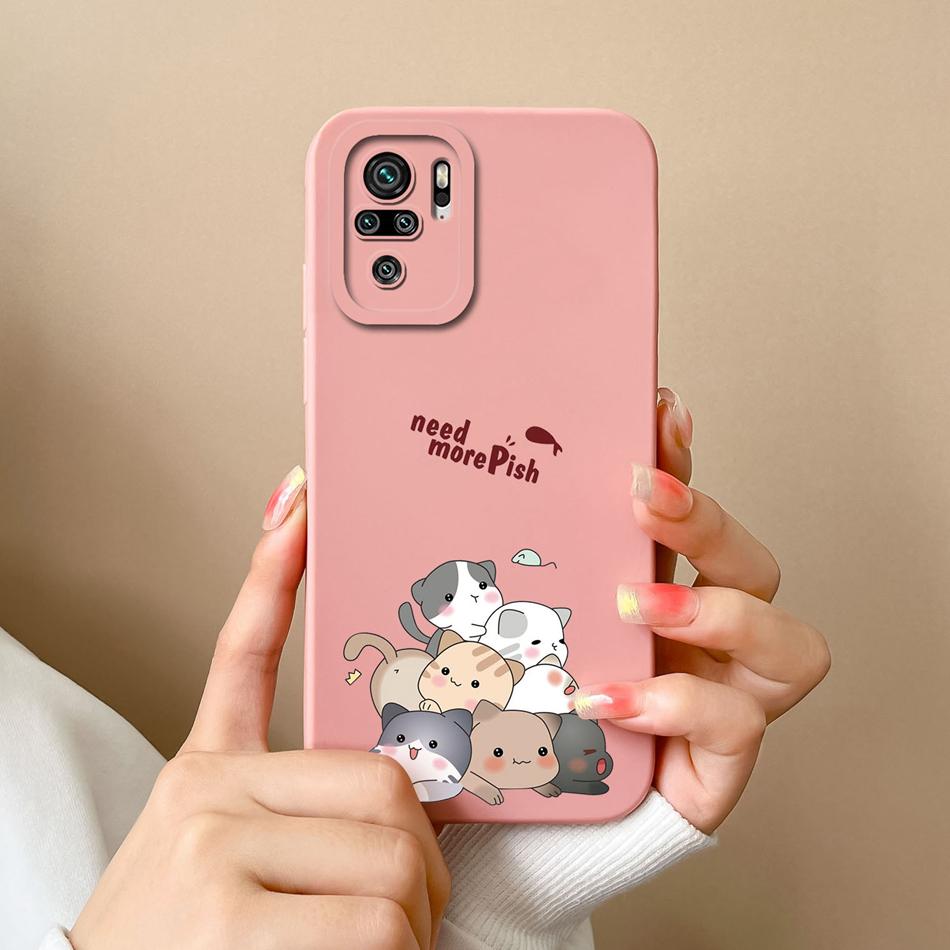 For Redmi Note 10 10T 10S Phone Case Cartoon Liquid Silicone Full Coverage Anti Drop Bumper For Xiaomi Redmi Note10 10 S T Funda