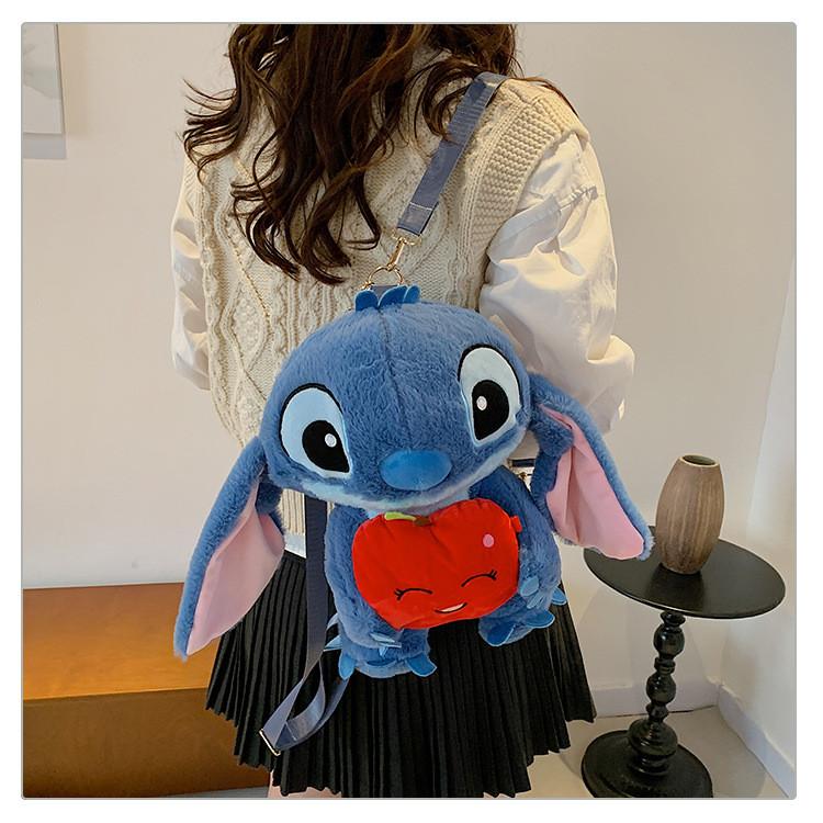 Soft Girls Cartoon Plush Backpack With Zipper Closure For Travel Casual