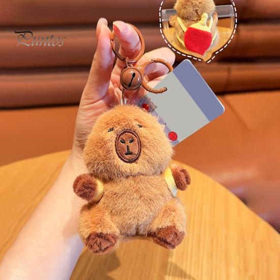Брелок с изображением персонажа из мультфильма, плюшевый коричневый брелок с изображением капибары, сумка, кулон для мальчиков и девочек, брелок с изображением животных, рюкзаки, аксессуары для сумок