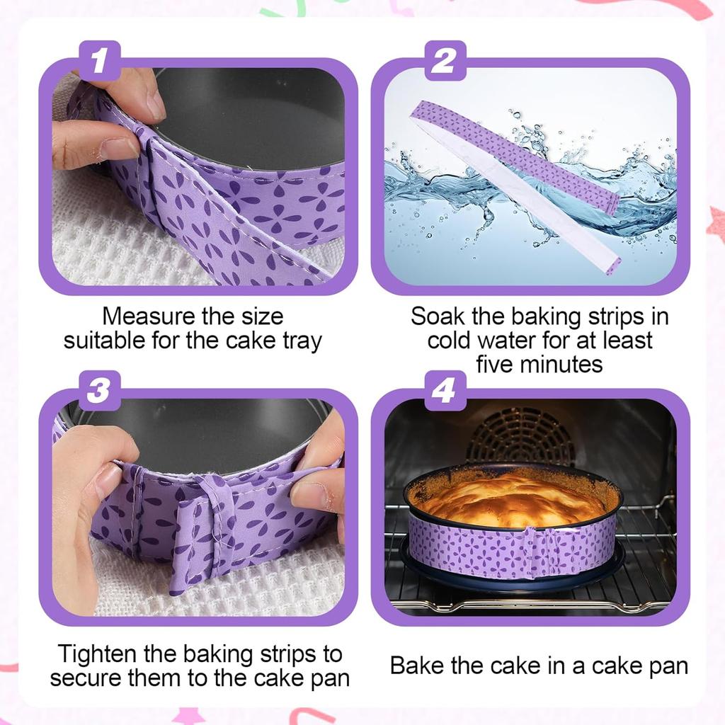4 Pcs Baking Strips, Cake Pan Dampen Strips Absorbent Thick Cotton Strip for Baking for Kitchen Bakery Restaurant