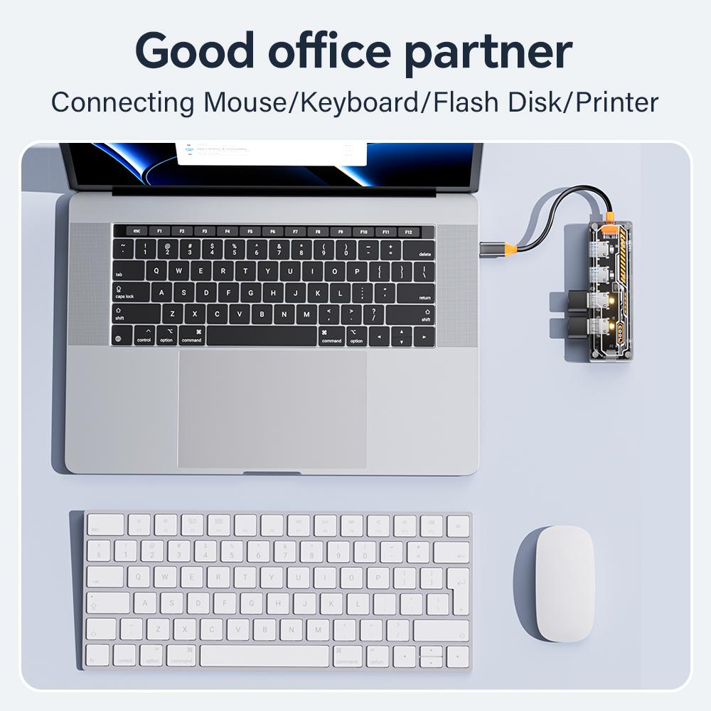 Прозрачный USB 3.0 HUB 4 в 1 Type C HUB на USB3.0 Type-C 4xUSB Высокоскоростная коробка-разветвитель 4 порта USB Адаптер для зарядки для ПК