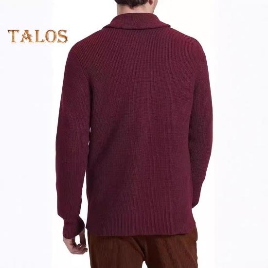 Мужское шерстяное пальто с воротником-шалью, свитер, кардиган с карманами, мягкая теплая трикотажная зимняя куртка для работы, вечеринок и спорта