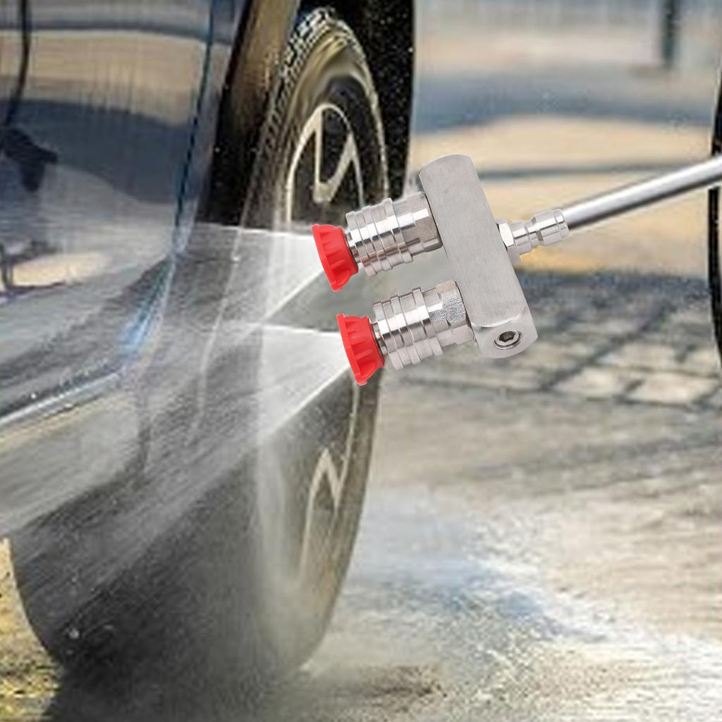 Двойная насадка для мойки высокого давления из нержавеющей стали с 1/4-дюймовым быстроразъемным соединением, 2-цветная насадка 2 в 1