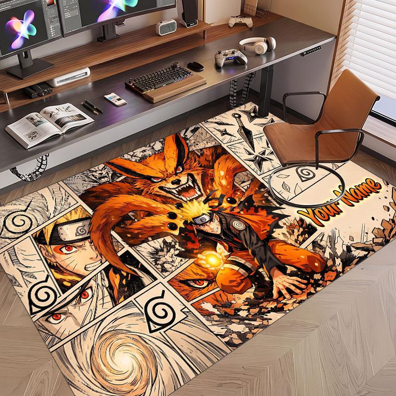 Custom Name Crystal Velvet Rug,Naruto Comfortable Anti Slip Floor Mat For Room Decoration