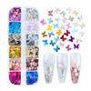 12Grids 3D Butterfly Shape Sequin Nail Art Glitter Flakes Mixed Mini Paillette Sparkly DIY Nail Art Decortion Nails Accessories