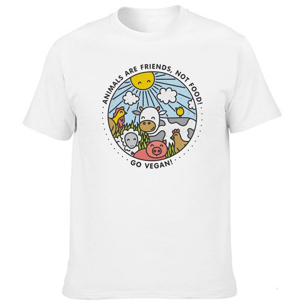 Animals Are Friends Not Food Graphic T Shirt Men S Tee Slogan Vintage Tops Tumblr Vegan