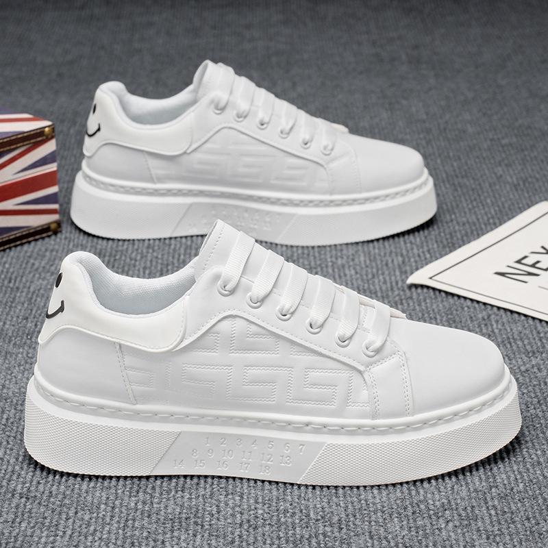 Fashion Spring Platform White Shoes Man Fashion Trend Leather Versatile Casual Shoes Thick Sole Sneakers Height Increasing Tennis Shoes