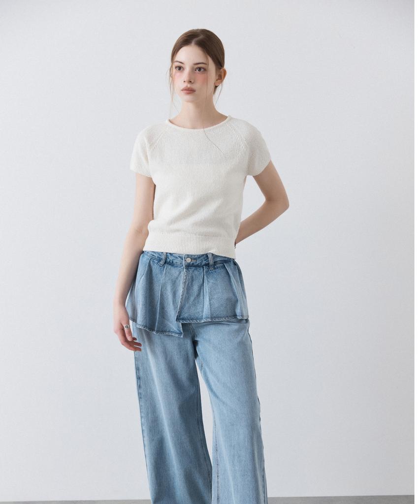 MIXXO Layered Skirt Denim Pants_Miwtjg413J