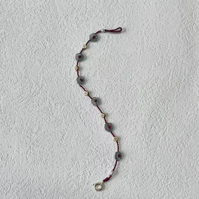 Китайский стиль простой красный линия счастливый амулет браслет цветок бисерный браслет для женщин ручной работы веревка браслет ювелирные изделия