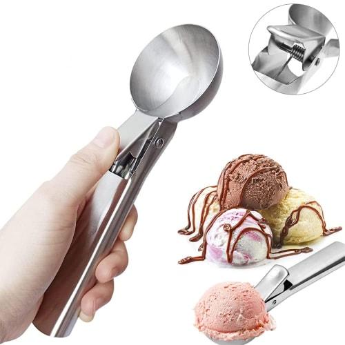 Stainless Steel Spherical Ice Cream Scoop for Fruit Digging, Meatball Making, and Other Cooking Tools (Large Color Box Package)