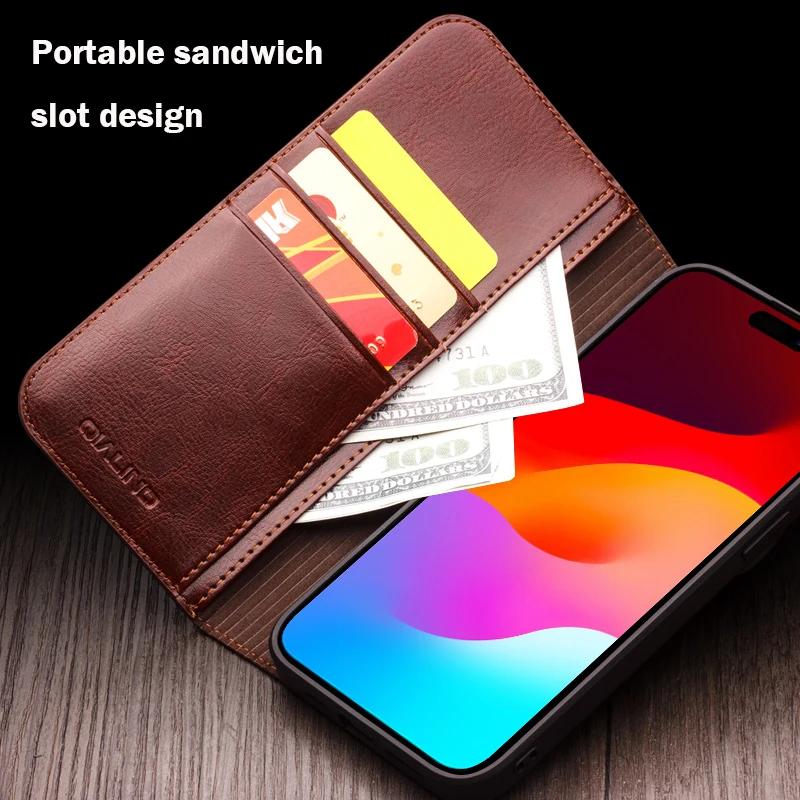 Роскошный Тонкий Чехол для IPhone15 14 13 12 11 Pro Max Mini Натуральная Кожа Модный Чехол для XR XS Max 7 8 14 Plus Слот для Карт