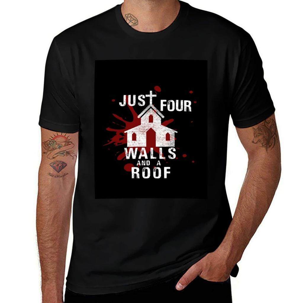 Walking Dead Four Walls And A Roof Tshirt Fitness Training Breathable Tee