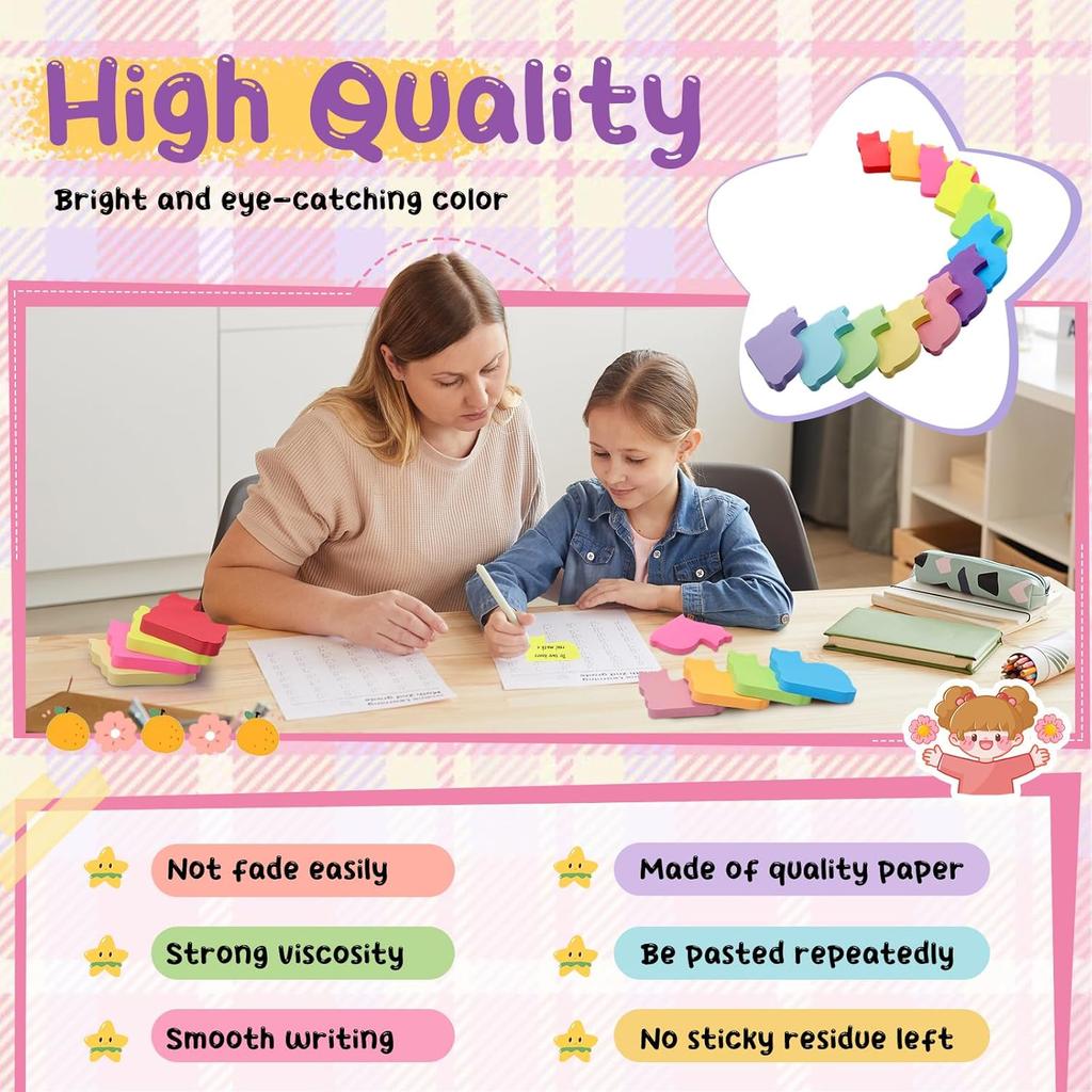 Leinuosen 12 Pieces Sticky Notes Shape 3 Inch Bright Colors Self-Stick Pads Multiple Colors Sticky Notes Back to School Gifts for Classroom Office