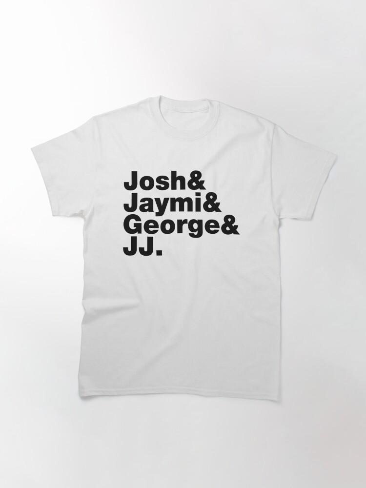 Westlife Josh _amp_ Jaymi _amp_ George _amp_ JJ (black writing) Fitted Classic T-Shirt