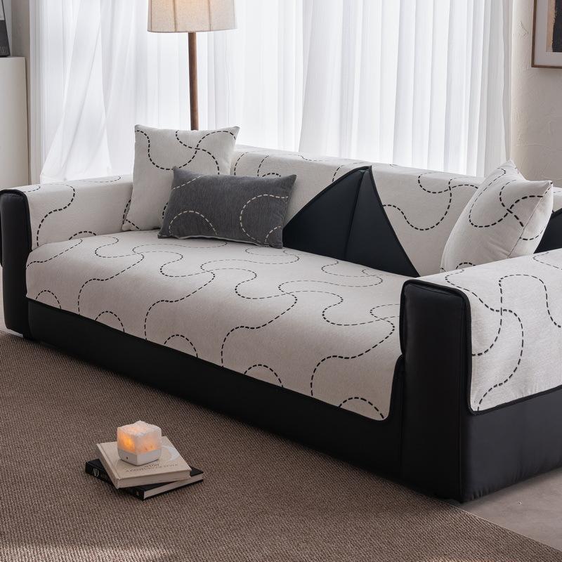 Straight Row Sofa Cushion New Four-Season Universal One-Piece Cover Towel Light Luxury High-End Seat Cushion Fixed Non-Slip