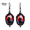 Niche Design Transparent Time Gem Jewelry 1 Pair Halloween Gothic Black Cat Earrings for Women, Vintage Durable Zinc Alloy Retro Dark Punk Style