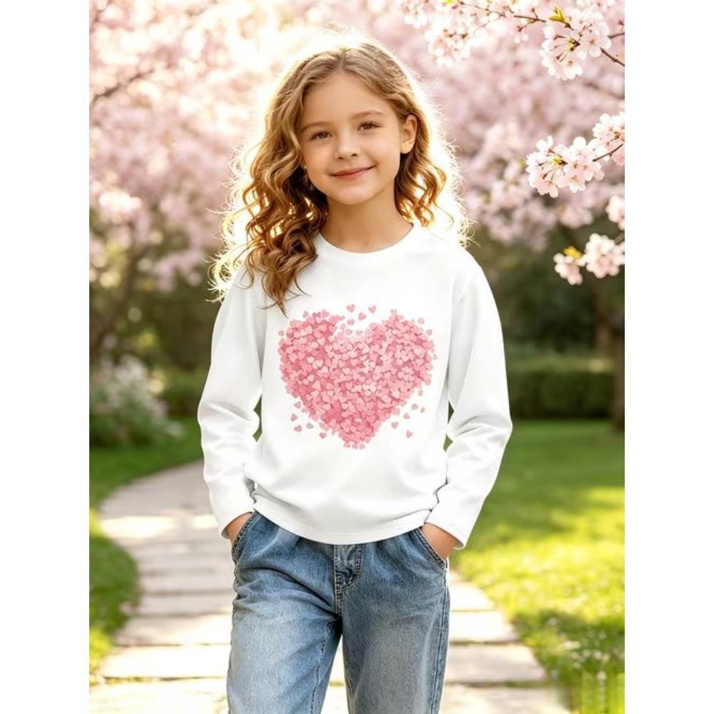 Kids Crew Neck Long Sleeve T‑Shirt, Rainbow Cloud 3D Print Casual Loose Halloween Party Daily Wear Tops for Children