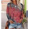 Spring and Autumn Round Neck 3D Vintage Floral Printed Top Fashionable Casual Long Sleeved Women's T-shirts