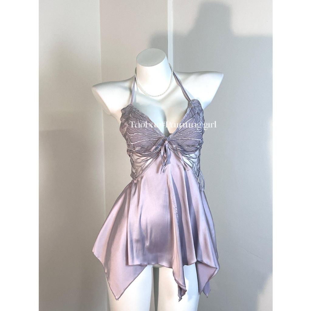 Mingjun Бесшовное ночное платье с открытой спиной, с чашками пуш-ап и французским бантом