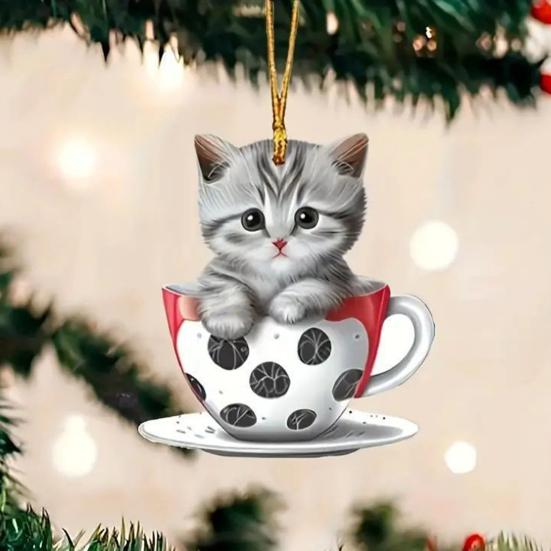 Bunny Christmas Ornaments Christmas Tree Ornaments Little Rabbit Pattern 2D Flat Acrylic Decorative Pendant Interior Rearview Mirror Hanging Ornament