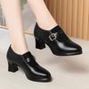 Autumn and Winter Soft Leather Soft Sole Comfortable Low Heel Lace-up Deep Mouth Fashionable Thick Heel Ladies Leather Shoes