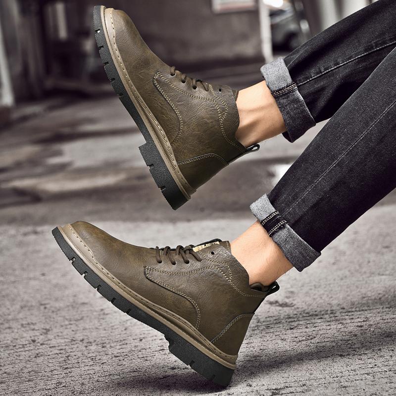 Новые мужские классические кожаные повседневные рабочие ботинки, модные британские удобные ботинки на мягкой подошве, мужские повседневные деловые ботинки для свиданий