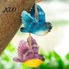 Landscape Decoration for Backyard 3Pcs Resin Bird Hanging Ornament, Hand-Painted Figurine with Jute String, Garden Ornaments Weatherproof Outdoor Tree