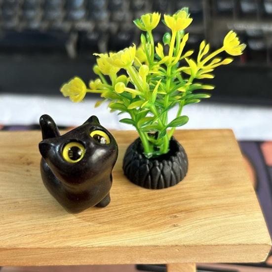 Ручная работа Черная Кошка Скульптура Маленькая Мультяшная Кошка Скульптура Рустик Мини Фигурка Кошки Милый Домашний Декор Подарок для Любителей Кошек Коллекционеров