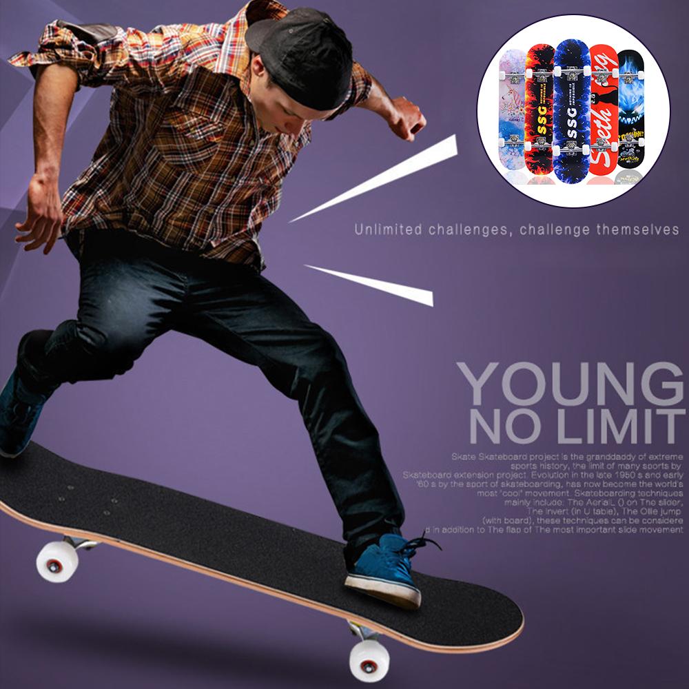 31-дюймовый уличный кленовый скейтборд для взрослых, четырехколесный скейтборд из сплава с двойным наклоном и принтом, длинная доска для начинающих, подростков