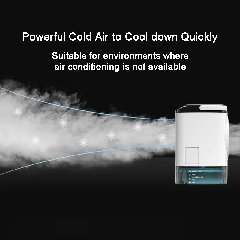 Desktop Air Conditioner Portable Fan Dual Spray Ultrasonic Atomization 3-Speed Mute Air Cooler Night Light Electric Fan for Home