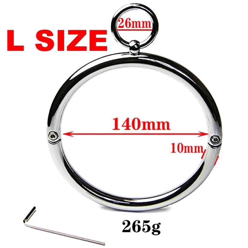 Metal Male Female Lockable Slave Neck Collar Hex Wrench Restraint Bondage Locking Choker O-Rings Chain Leader BDSM Couple BDSM