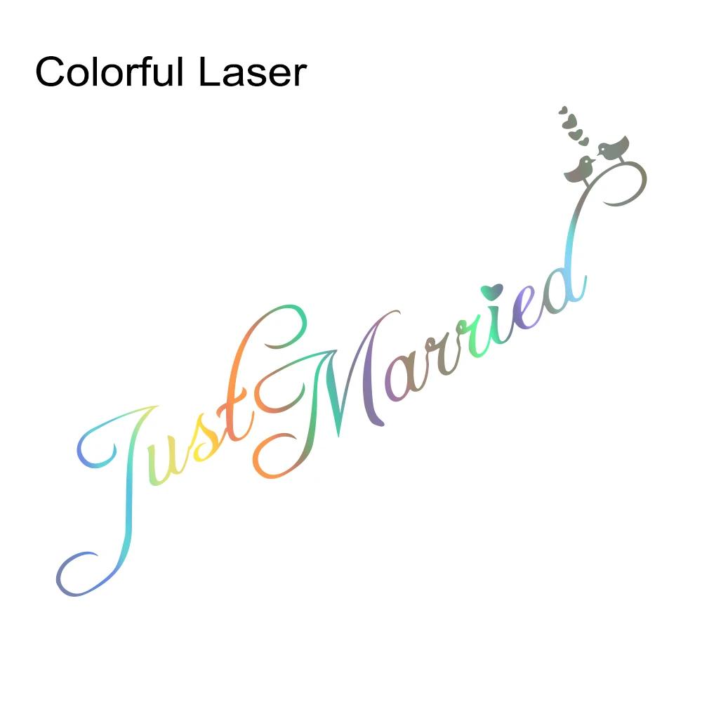 Just Married Wedding Slogan Banner Car Window Body Side Sticker Car Trunk Vinyl Decal Self-Adhesive Auto Decoration Accessories
