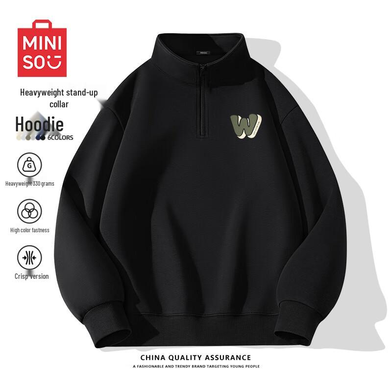 Miniso Men's Stand-up Collar Half-Zip Casual Sweatshirt
