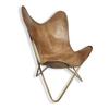 Camel Brown Color Leather Butterfly Chair for Living Room Comfortable Backrest Folding Butterfly Chair – with Golden Powder Coated Iron Stand
