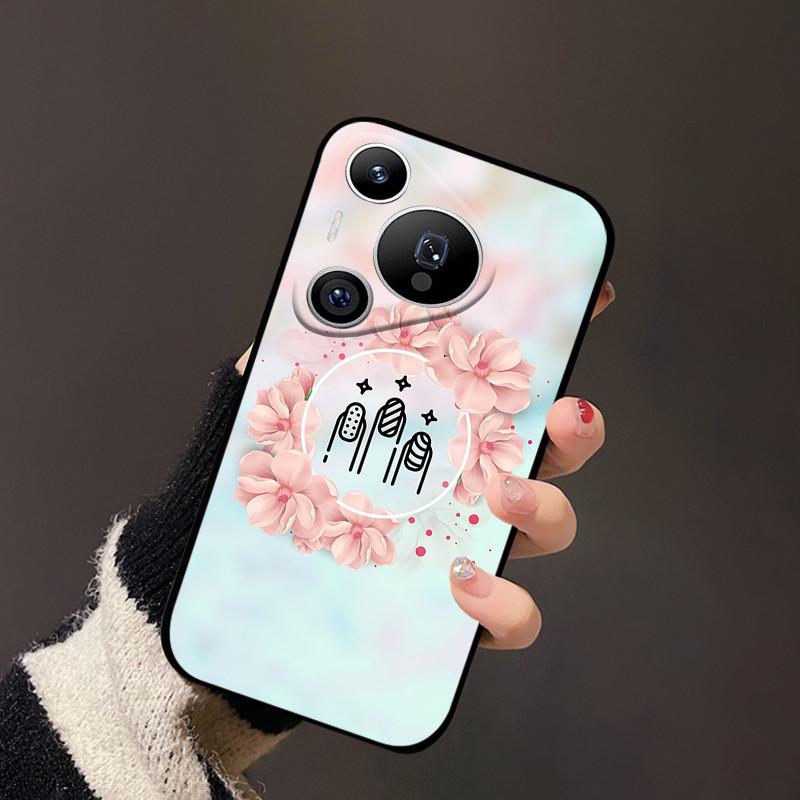 Чехол для Huawei Pura 70 Черный Матовый Милый Мягкий Силиконовый ТПУ Чехлы для Pura70 Pro Pura 70 Pro+ Плюс Ультра Чехол Защитный Fundas