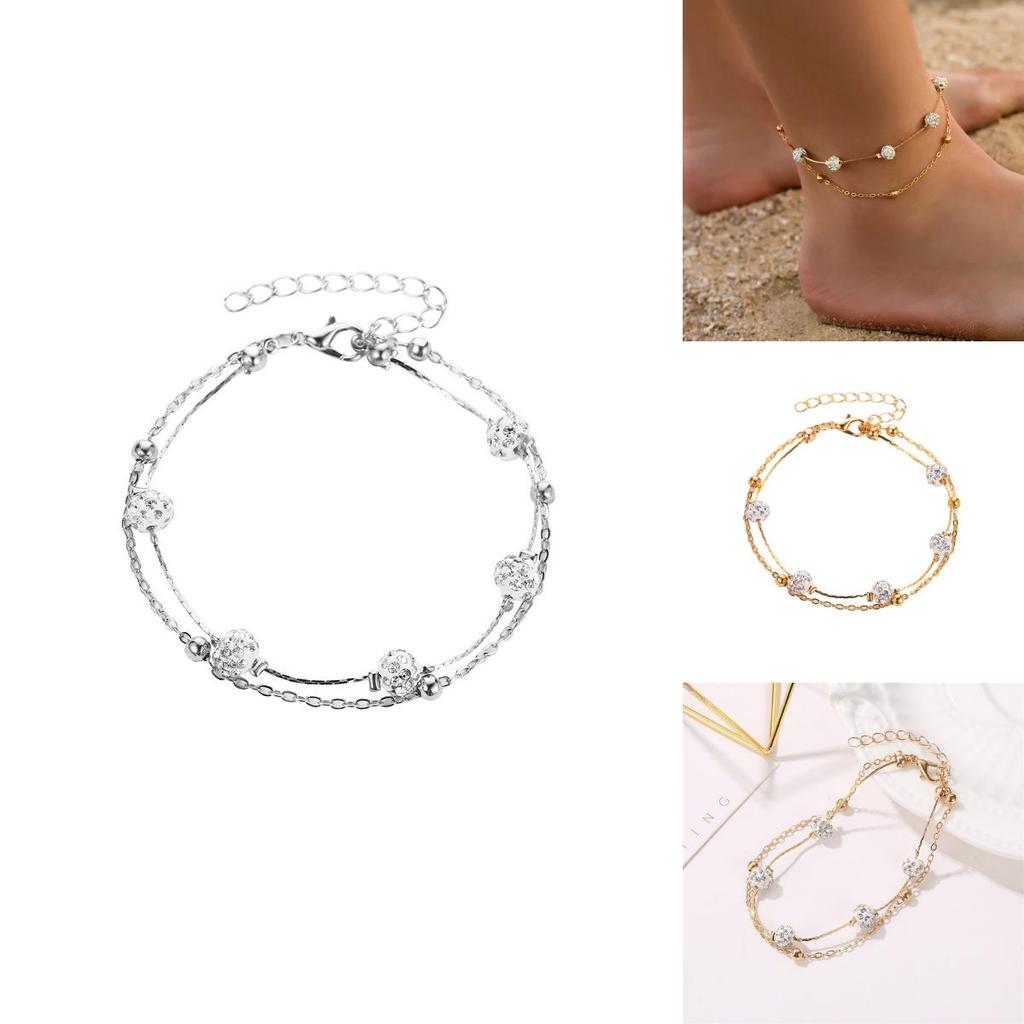 Trendy European Water Crystal Anklet With Alloy Shell Design For Vacation Gifts