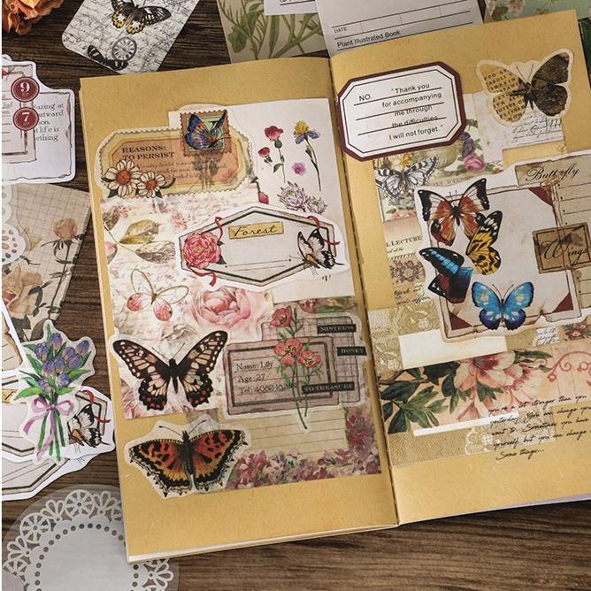 1PC Long Night Book Series Material Pack Creative Retro Ins Style Notebook Material Paper Notebook Collage Material Card Paper