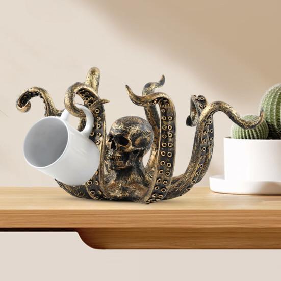 Подставка для кружки «Осьминог» из бронзы, фигурка морского животного из смолы, кухонная столешница, органайзер для кофейных чашек, подставка для вешалки, украшение для дома и офиса