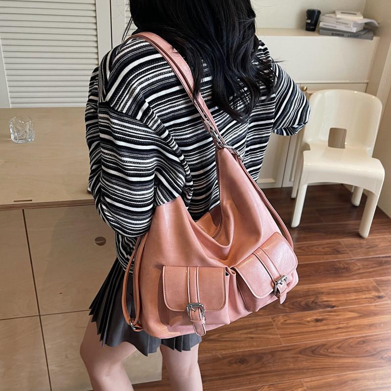 Однотонная карманная многоцветная сумка-тоут, сумка на одно плечо, сумка-подмышка, рюкзак, мода