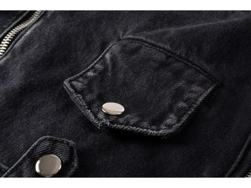 Мужская джинсовая куртка в панк-стиле с асимметричной молнией, приталенного кроя, в американском мотоциклетном стиле