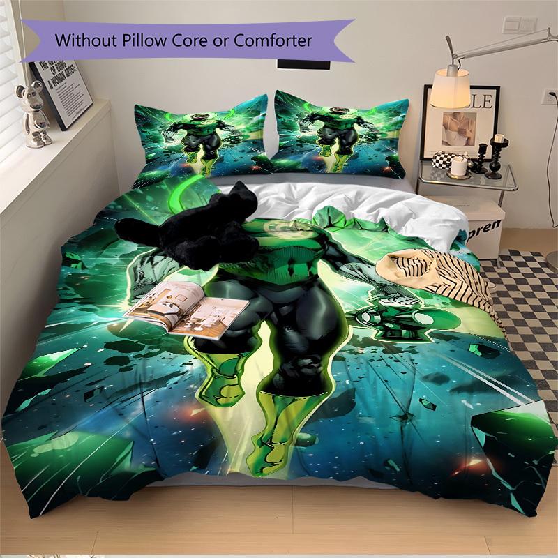 3pcs Green Lantern Duvet Cover Set, 1 Duvet Cover + 2 Pillowcases (No Insert), High-Definition Print for All Seasons,Durable yy251103048