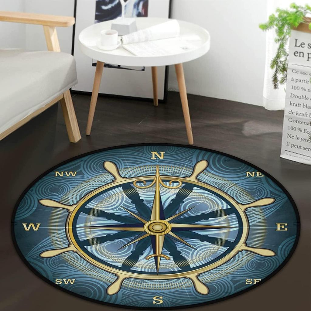 Коврик Compass Нескользящий Коврик для двери Морская Тема Напольный Коврик Круглый Ковер для Спальни Гостиной Кабинета Игровой Комнаты Декор
