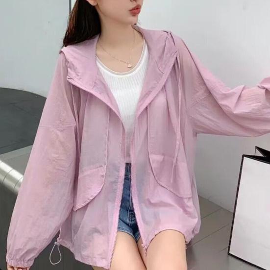 Женская солнцезащитная одежда, летнее пальто с капюшоном и длинными рукавами, с карманами, солнцезащитная одежда