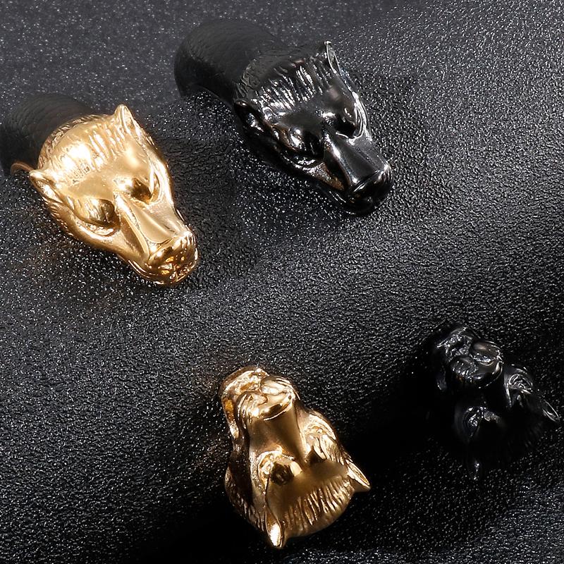 Мужские открытые браслеты с головой льва из нержавеющей стали золотого цвета, эластичные регулируемые кожаные браслеты для мальчиков, аксессуары для рук, ювелирные изделия