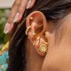 Simple Classic 18K Gold Color Plated Stainless Steel Moon Sun Ear Studs Smooth Earclip Stackable Earrings Women's Accesso