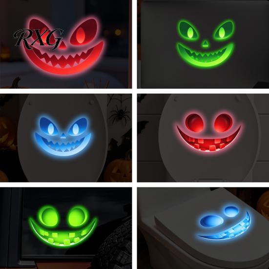 Halloween Ghost Face Decorations Glow in The Dark Sticker, Self-adhesive Shape Decals, Waterproof Luminous Wall Decals PVC Stickers, for Walls Toilets